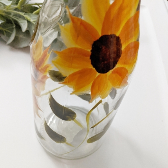 Grant Howard Glass Beverage Carafe Sunflower - Picture 2 of 2